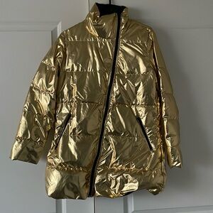 Gold puffer jacket women size S never worn